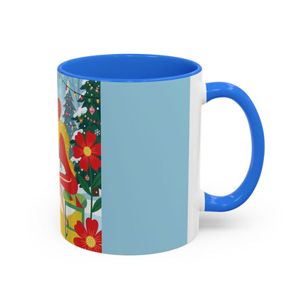☕🎄 Christmas Tea In The Snow Garden Colorful Mug – Art Deco Holiday Friendship
