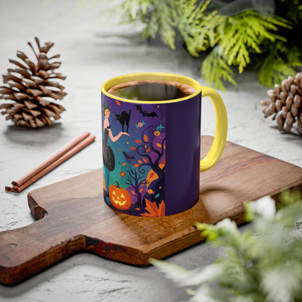 🐈‍⬛🎃 The Midnight Black Cat Masquerade Colorful Mug – Whimsical Halloween Elegance