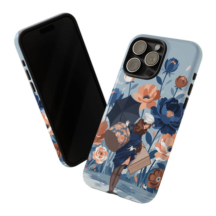 ☂️🌺 The Lady Of The Traveling Garden Phone Case – Art Deco Floral Adventure