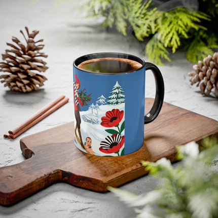 🎿🎄 The Christmas Holly Skier Colorful Mug – Whimsical Holiday Fantasy