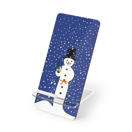 Snowman in Falling Snow Mobile Display Stand for Smartphones