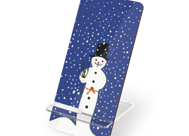 Snowman in Falling Snow Mobile Display Stand for Smartphones