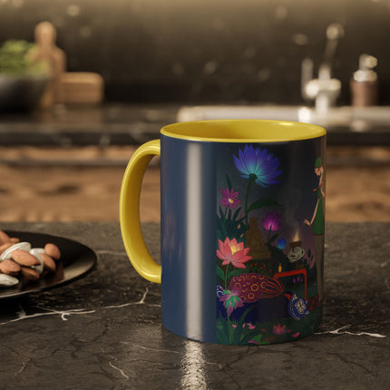 Moonlit Incense Ceremony Colorful Mugs – Art Deco Meditation Garden