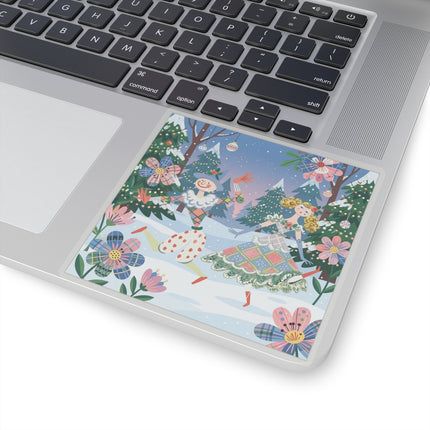 🎭🎄 The Christmas Harlequin Dance Kiss-Cut Sticker – Whimsical Holiday Fantasy