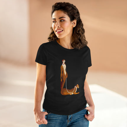 Leopard Queen Women's Midweight Cotton Tee – Exotic Glamour & Timeless Elegance