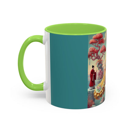 Cherry Blossom Courtesans & Crimson Crab Colorful Mug – Imperial Elegance & Playful Charm