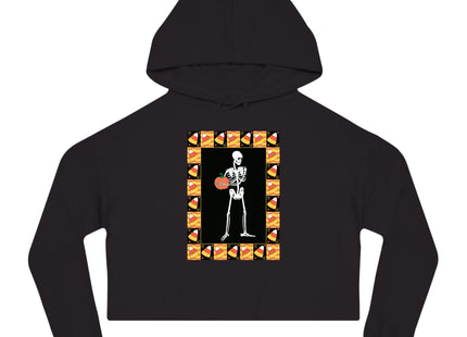Candy Corn Skeleton Women’s Cropped Hooded Sweatshirt
