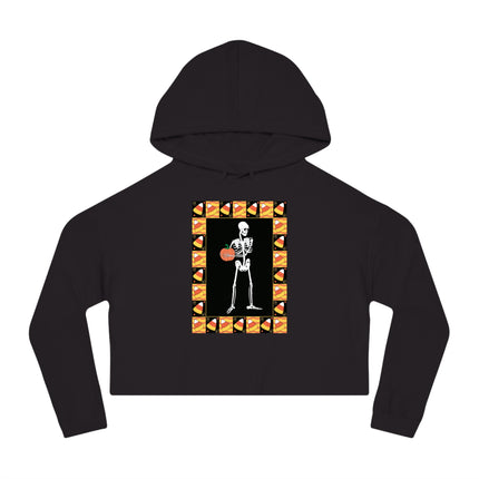 Candy Corn Skeleton Women’s Cropped Hooded Sweatshirt
