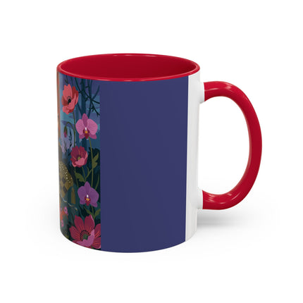 The Lady And The Midnight Birdcage Colorful Mugs – Art Deco Botanical Elegance