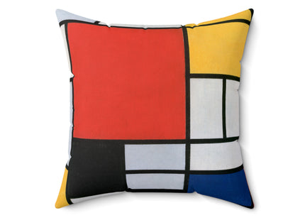 Composition with Red, Yellow, Blue, and Black by Piet Mondrian Spun Polyester Square Pillow