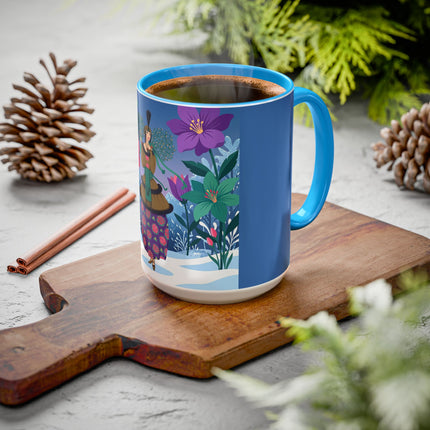 🌹❄️ The Holly Rose Of Winter Colorful Mug – Art Deco Christmas Garden