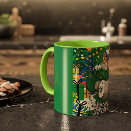 🍀🎄 The Emerald Holly Christmas Colorful Mug – Art Deco Holiday Elegance