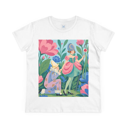 🌸🎭 The Garden Masquerade Cotton Tee – Art Deco Floral Whimsy