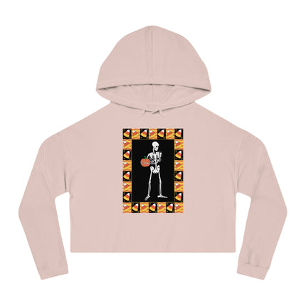 Candy Corn Skeleton Women’s Cropped Hooded Sweatshirt