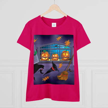 Whimsical Halloween Mischief Women's Midweight Cotton Tee