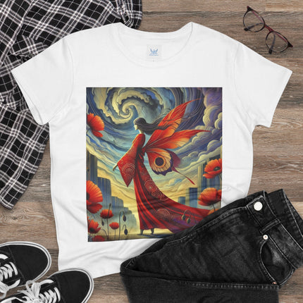 The Poppy Fairy in the Wind Cotton Tee