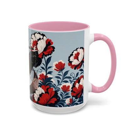 ❤️🌺 The Scarlet Blossom Dancer Colorful Mug – Art Deco Fashion Whimsy