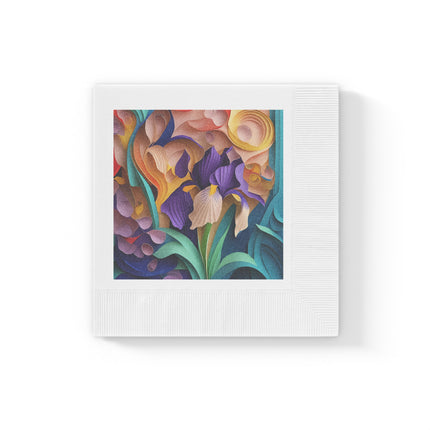 The Elegant Iris Flower White Coined Napkins