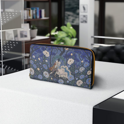 🌙💙 The Moonlit Blue Blossom Romance Wallet – Art Deco Floral Fantasy