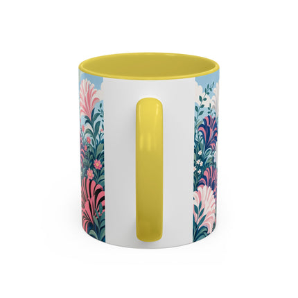 🌸🦋 The Enchanted Pink Blossom Retreat Colorful Mug – Art Deco Floral Whimsy