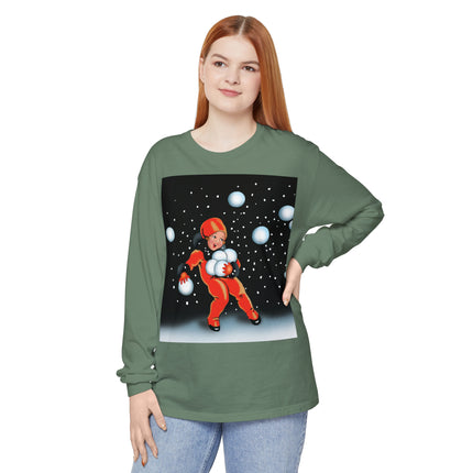 Festive Snowball Unisex Garment-dyed Long Sleeve T-Shirt
