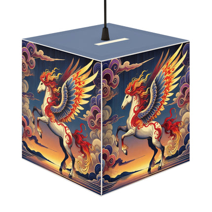 Flame-Winged Horse at Sunset Light Cube Lamp