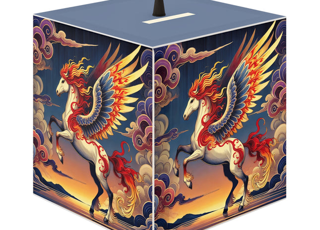 Flame-Winged Horse at Sunset Light Cube Lamp