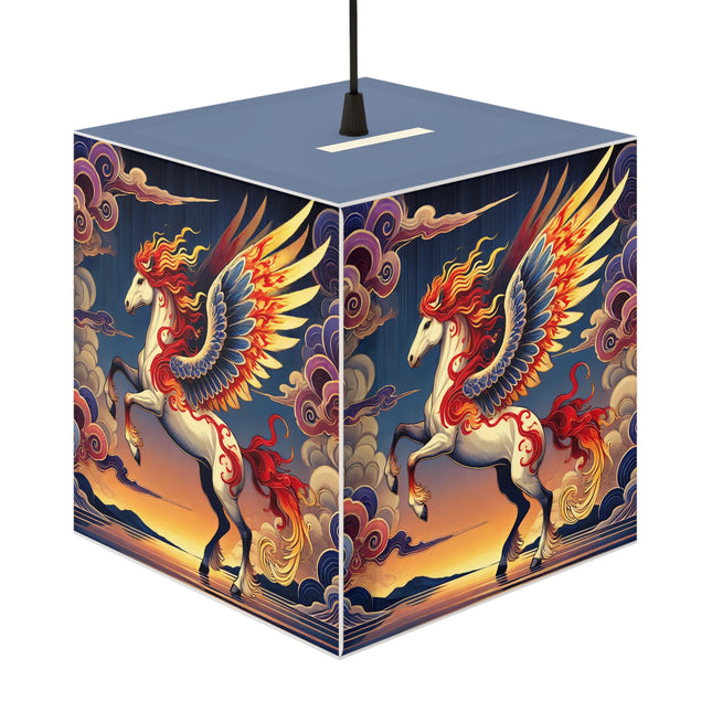 Flame-Winged Horse at Sunset Light Cube Lamp