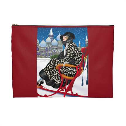 Elegant Winter Woman in Sleigh Accessory Pouch