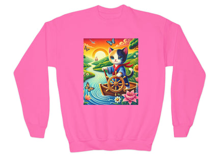 Sailor Kitten’s River Adventure Youth Crewneck Sweatshirt