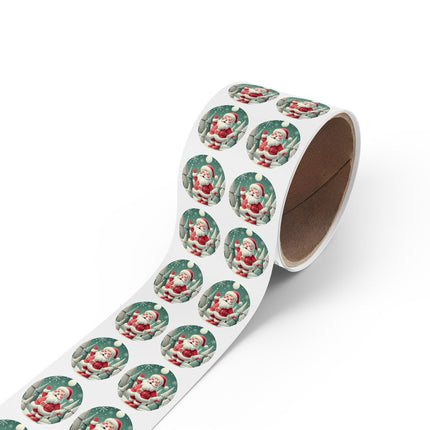 Santa's Joyful Night Round Sticker Label Rolls