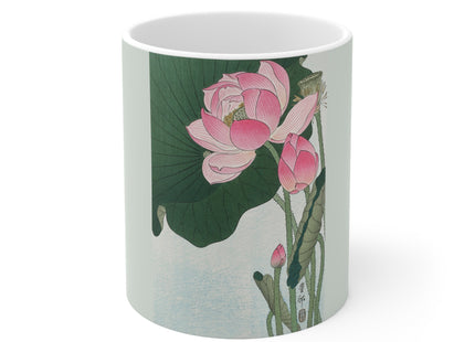 Blooming Lotus Flowers by Ohara Koson Ceramic Mug 11oz