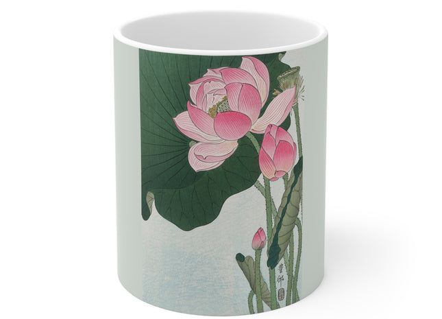 Blooming Lotus Flowers by Ohara Koson Ceramic Mug 11oz