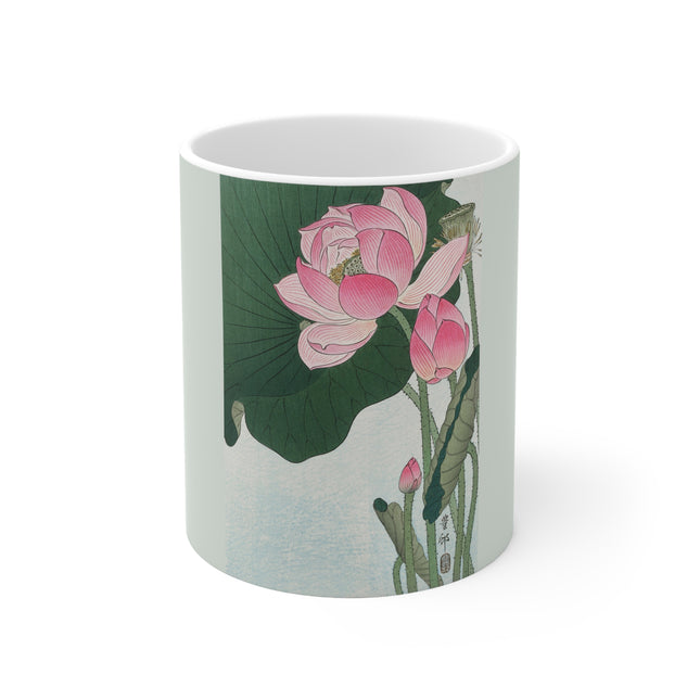 Blooming Lotus Flowers by Ohara Koson Ceramic Mug 11oz