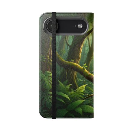 🪶🌲 The African Grey Sentinel Flip Case – Quiet Strength & Woodland Adventure