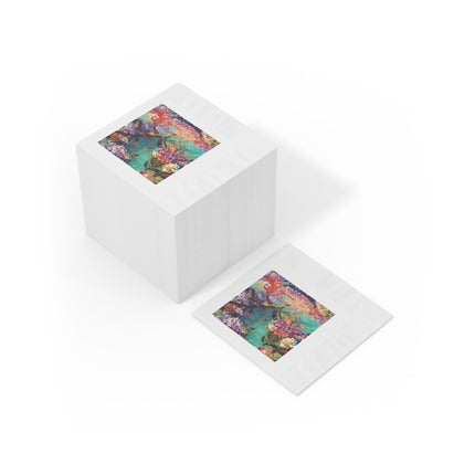 Golden Wisteria Symphony White Coined Napkins
