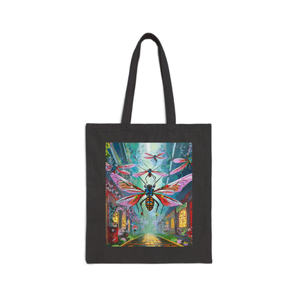 Neon Swarm Cotton Canvas Tote Bag