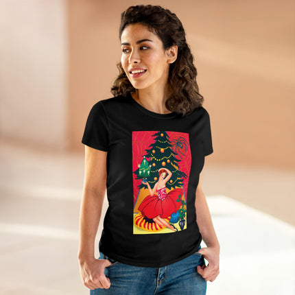 Art Deco Christmas Enchantment Women's Midweight Cotton Tee