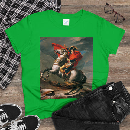 Napoleon Crossing the Alps by Jacques-Louis David Women's Midweight Cotton Tee