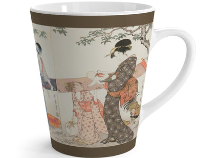 Drying and Stretching Cloth by Kitagawa Utamaro Latte Mug