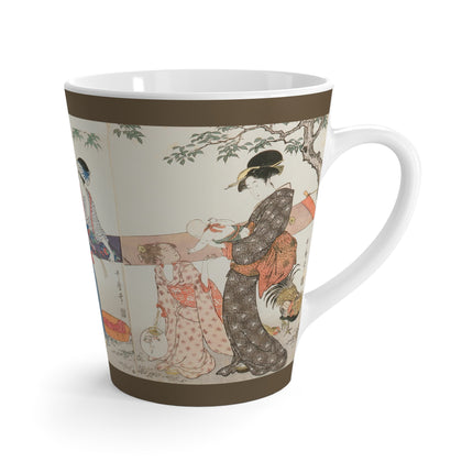 Drying and Stretching Cloth by Kitagawa Utamaro Latte Mug