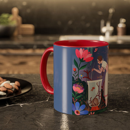 The Lady Of The Enchanted Aquarium Colorful Mugs – Art Deco Aquatic Elegance