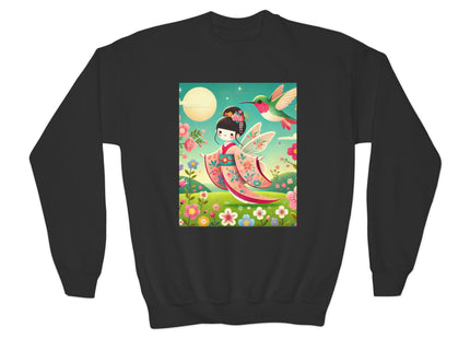 Geisha Fairy and the Hummingbird Blossom Youth Crewneck Sweatshirt