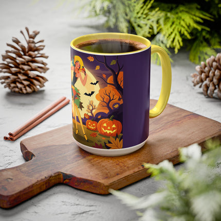 🌕🍂 Autumn Song Beneath The Harvest Moon Colorful Mug – Whimsical Halloween Charm