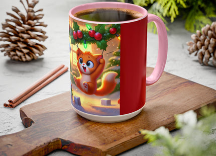 Naughty or Nice Kitten Christmas Colorful Mugs (11oz, 15oz)