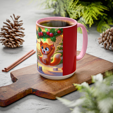 Naughty or Nice Kitten Christmas Colorful Mugs (11oz, 15oz)