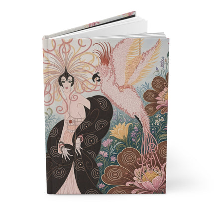 🐦🌸 The Lady Of The Enchanted Cockatiel Garden Hardcover Journal – Art Deco Floral Fantasy