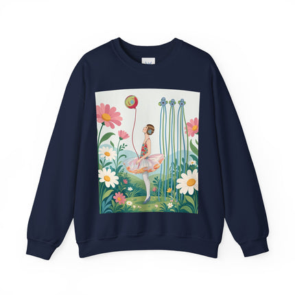 🌼🎈 The Garden Balloon Dancer Crewneck Sweatshirt – Art Deco Floral Whimsy