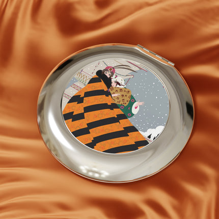 Snowfall Courtesan Compact Mirror – Whimsical Winter Elegance
