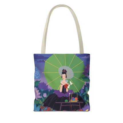 🧶🌸 The Lady Of The Enchanted Knitting Garden Tote Bag – Art Deco Floral Fantasy